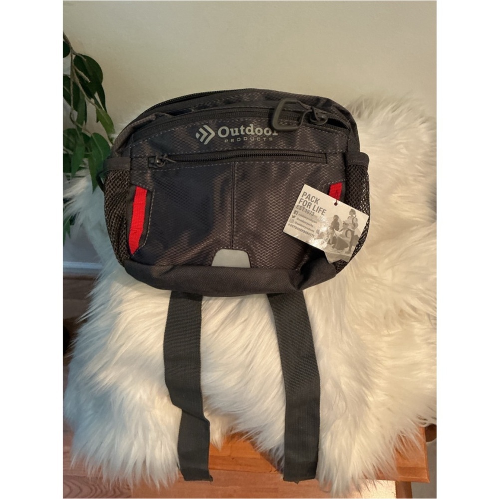 Outdoor Products Crossbody Sling Backpack Black Red NWT